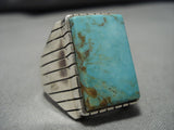 Superlative Vintage Native American Navajo Old Royston Turquoise Sterling Silver Ring Old-Nativo Arts