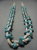 Superlative Vintage Native American Navajo Sterling Silver Turquoise Squawtie Necklace Old-Nativo Arts