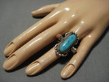 Superlative Vintage Native American Navajo Turquoise Coral Sterling Silver Ring Old-Nativo Arts