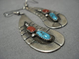 Superlative Vintage Native American Zuni Madeline Beyuka Sterling Silver Turquoise Earrings-Nativo Arts