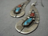 Superlative Vintage Native American Zuni Madeline Beyuka Sterling Silver Turquoise Earrings-Nativo Arts