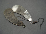 Superlative Vintage Native American Zuni Madeline Beyuka Sterling Silver Turquoise Earrings-Nativo Arts