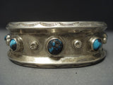 Superlative Vintage Navajo Bisbee Turquoise Sterling Native American Jewelry Silver Bracelet Old Pawn-Nativo Arts