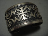 Supreme Intricacy! Vintage Hopi/ Navajo Native American Jewelry Silver Geometric Bracelet-Nativo Arts