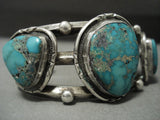 Supreme Vintage Navajo 'Triple Carico Lake Turquoise' Native American Jewelry Silver Bracelet-Nativo Arts