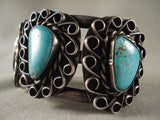 Swirling Cove Vintage Navajo Turquoise Native American Jewelry Silver Bracelet Old-Nativo Arts