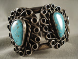 Swirling Cove Vintage Navajo Turquoise Native American Jewelry Silver Bracelet Old-Nativo Arts