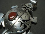 Symbolic And Important Navajo Coral Nelson Morton Horny Toad Native American Jewelry Silver Pendant Pin-Nativo Arts