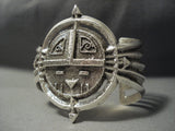 Symbolic And Important Navajo Sterling Native American Jewelry Silver Sun Bracelet-Nativo Arts