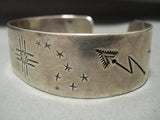 Symbolic Petroglyph Vintage Navajo Hand Tooled Native American Jewelry Silver Bracelet Old Pawn-Nativo Arts