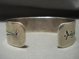 Symbolic Petroglyph Vintage Navajo Hand Tooled Native American Jewelry Silver Bracelet Old Pawn-Nativo Arts