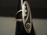 Tall And Towering Vintage Hopi Maiden Geometric Native American Jewelry Silver Ring-Nativo Arts