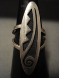 Tall And Towering Vintage Hopi Maiden Geometric Native American Jewelry Silver Ring-Nativo Arts