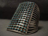 TALL TALL TALL VINTAGE ZUNI TURQUOISE SILVER BRACELET-Nativo Arts