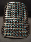 TALL TALL TALL VINTAGE ZUNI TURQUOISE SILVER BRACELET-Nativo Arts