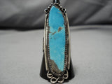 Tall!! Towering Vintage Native American Navajo Blue Gem Turquoise Sterling Silver Ring Old-Nativo Arts