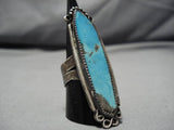 Tall!! Towering Vintage Native American Navajo Blue Gem Turquoise Sterling Silver Ring Old-Nativo Arts