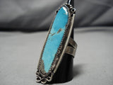 Tall!! Towering Vintage Native American Navajo Blue Gem Turquoise Sterling Silver Ring Old-Nativo Arts