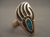 Tall Vintage Hopi/ Navajo Turquoise Native American Jewelry Silver Ring Old-Nativo Arts