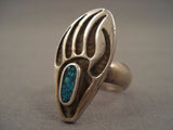 Tall Vintage Hopi/ Navajo Turquoise Native American Jewelry Silver Ring Old-Nativo Arts