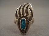 Tall Vintage Hopi/ Navajo Turquoise Native American Jewelry Silver Ring Old-Nativo Arts