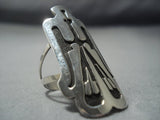 Tall Vintage Navajo Sterling Native American Jewelry Silver Peyote Bird Ring-Nativo Arts