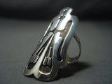 Tall Vintage Navajo Sterling Native American Jewelry Silver Peyote Bird Ring-Nativo Arts