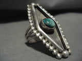 Taller And Unique Vintage Navajo Cerrillos Turquoise Native American Jewelry Silver Raindrop Ring-Nativo Arts