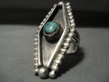 Taller And Unique Vintage Navajo Cerrillos Turquoise Native American Jewelry Silver Raindrop Ring-Nativo Arts