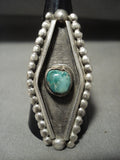 Taller And Unique Vintage Navajo Cerrillos Turquoise Native American Jewelry Silver Raindrop Ring-Nativo Arts