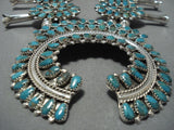 Tears Of Joy Vintage Native American Jewelry Navajo Turquoise Sterling Silver Squash Blossom Necklace-Nativo Arts