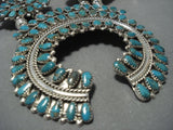 Tears Of Joy Vintage Native American Jewelry Navajo Turquoise Sterling Silver Squash Blossom Necklace-Nativo Arts