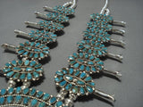 Tears Of Joy Vintage Native American Jewelry Navajo Turquoise Sterling Silver Squash Blossom Necklace-Nativo Arts