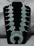 Tears Of Joy Vintage Native American Jewelry Navajo Turquoise Sterling Silver Squash Blossom Necklace-Nativo Arts