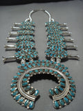 Tears Of Joy Vintage Native American Jewelry Navajo Turquoise Sterling Silver Squash Blossom Necklace-Nativo Arts