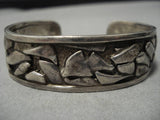 Textured Float And Spine Vintage Native American Zuni Sterling Silver Bracelet Old-Nativo Arts