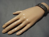 Textured Float And Spine Vintage Native American Zuni Sterling Silver Bracelet Old-Nativo Arts