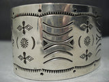 Thck And Heavy!! Vintage Native American Jewelry Navajo Sterling Silver Alvin Monte Bracelet-Nativo Arts