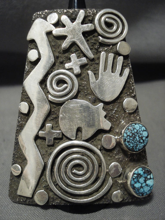 The Best And Huge Navajo Alex Sanchez Zia Lone Mountain Turquoise Native American Jewelry Silver Ring-Nativo Arts