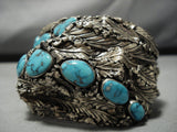 The Best Leaf Vintage Native American Jewelry Navajo Turquoise Sterling Silver Bracelet Old Cuff-Nativo Arts