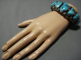 The Best Vintage Native American Jewelry Navajo Blue Wind Turquoise Sterling Silver Bracelet Old Cuff-Nativo Arts
