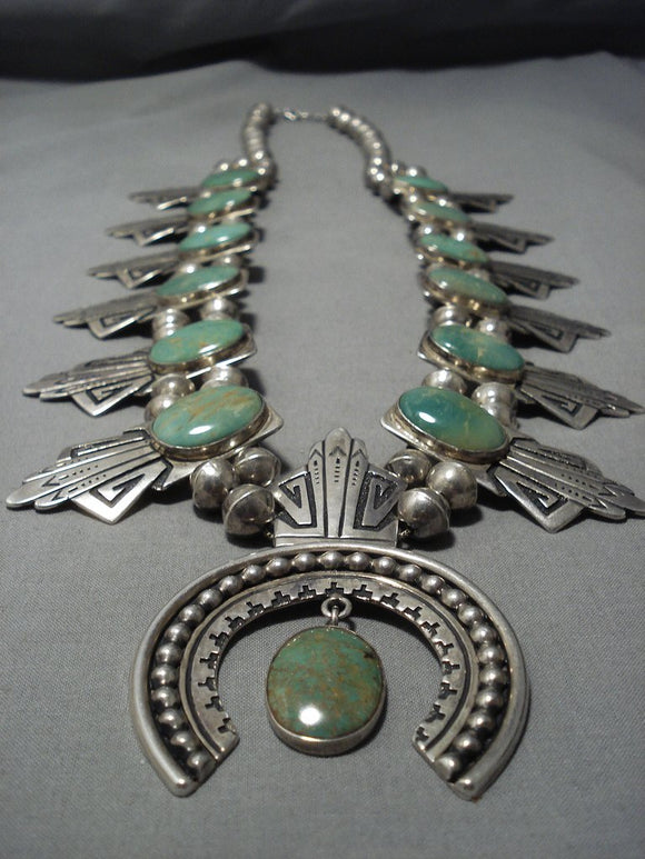The Best Vintage Native American Jewelry Navajo Thomas Singer Sterling Silver Squash Blossom Necklace-Nativo Arts