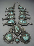 The Best Vintage Navajo Green Turquoise Sterling Native American Jewelry Silver Squash Blossom Necklace-Nativo Arts