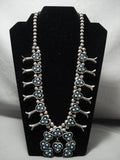 The Best Vintage Navajo 'Snake Eye Turquoise' Squash Blossom Native American Jewelry Silver Necklace-Nativo Arts