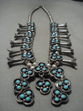 The Best Vintage Navajo 'Snake Eye Turquoise' Squash Blossom Native American Jewelry Silver Necklace-Nativo Arts