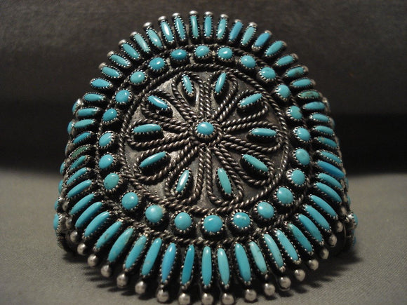 The Best Vintage Navajo Victor Moses Begay Turquoise Sun Native American Jewelry Silver Bracelet-Nativo Arts