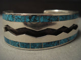 The Best Vintage Zuni Larry Loretto 'Lone Mountain Turquoise' Native American Jewelry Silver Bracelet-Nativo Arts