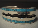 The Best Vintage Zuni Larry Loretto 'Lone Mountain Turquoise' Native American Jewelry Silver Bracelet-Nativo Arts