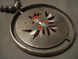 The Best Vintage Zuni 'Rotating Medallion' Native American Jewelry Silver Inlaid Necklace Old Antique-Nativo Arts