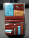 The Biggest And Best Navajo Dave Tune Coral Turquoise Native American Jewelry Silver Ring-Nativo Arts